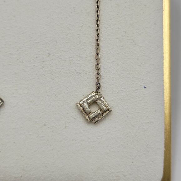 Womens Sterling Silver Pull Through Long Chain Cube Dangle Drop Earrings - Picture 12 of 12